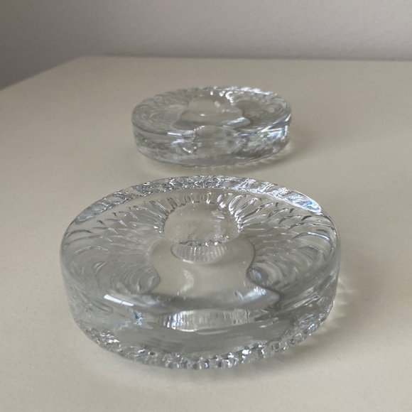 Vintage Glass Candlestick Holders solid glass starburst design heavyweight - Picture 3 of 11